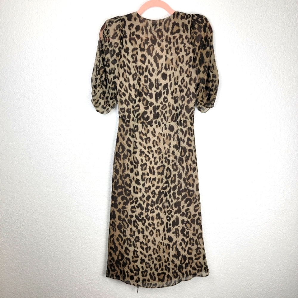 Nicholas Tea Midi Dress Leopard Print With Slit Xs - image 5